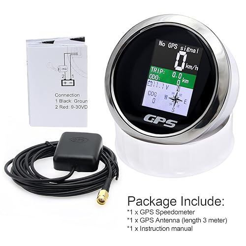 Miniatura 7 de Velocímetro GPS 3.346 in barco GPS velocímetro odómetro impermeable antena negra TFT pantalla digital MPH nudos kmh para barco marino 9-32V coche