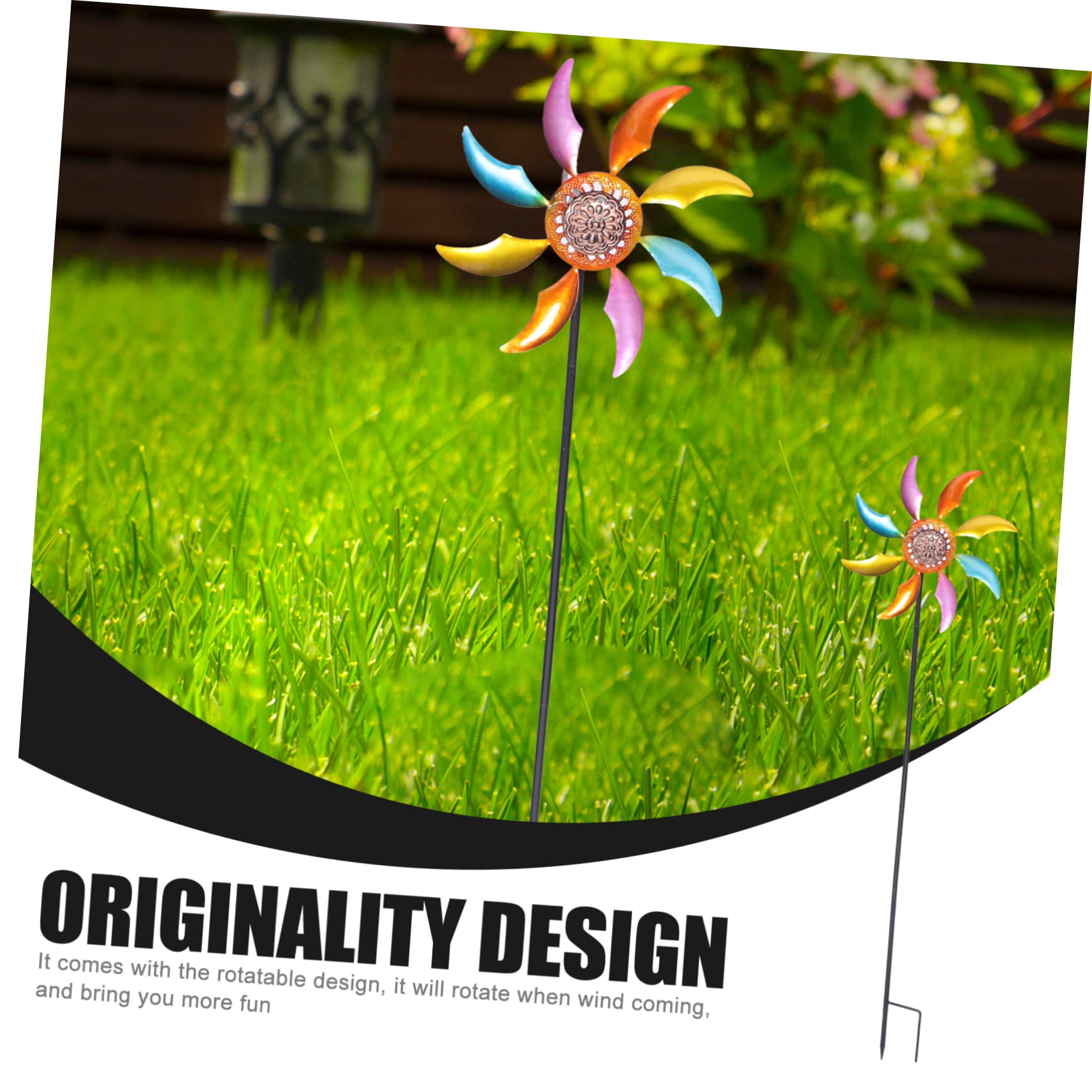Yardwe Molino de Viento de Metal y Apariencia Única para Jardín y Resistente Diseño Delicado Fácil de Usar Decoración para Césped y Patio para Exteriores