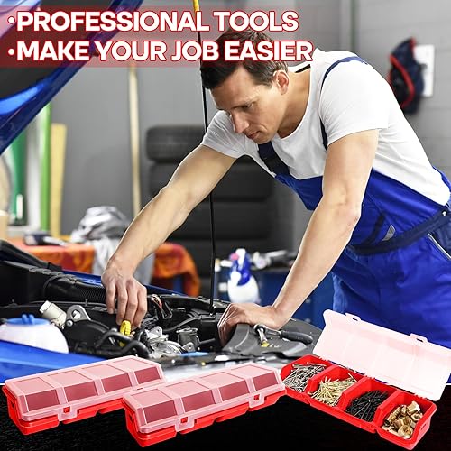 Miniatura 5 de 4 organizadores de tornillos, contenedores apilables con tapas, caja organizadora de herrajes de plástico con compartimento, organizador de pernos,