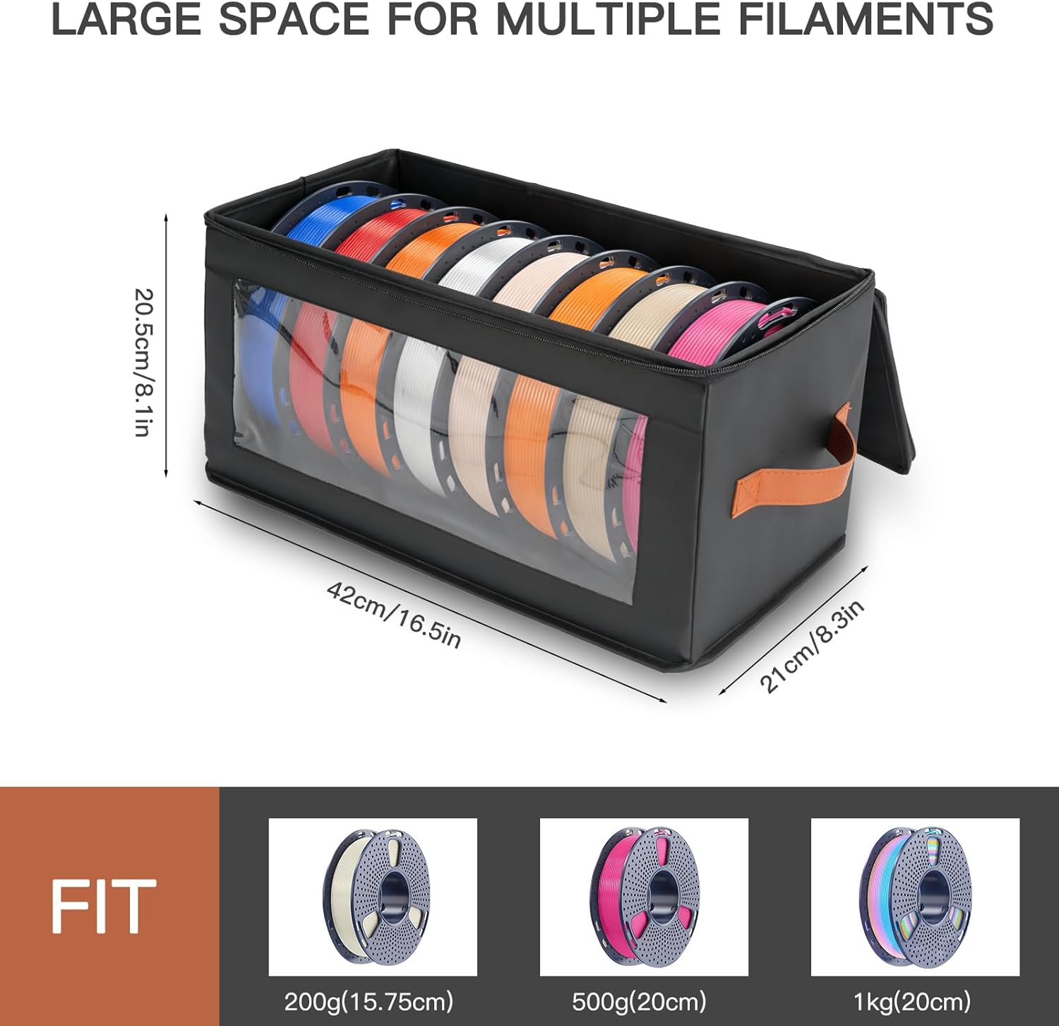 4 Pack Filament Storage Box, 3D Printer Filament Storage Containers with Desiccants, Holds Up to 24 Rolls, Waterproof Dustproof Filament Organizer for Home Office Workshop Studio