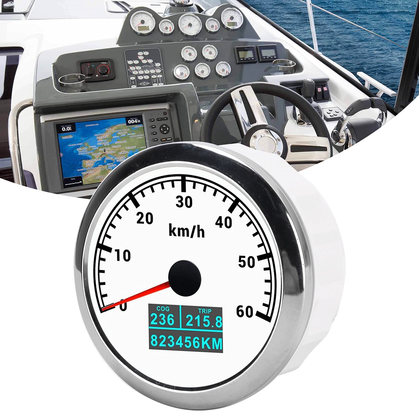 Jiawu Prędkościomierz GPS 60 Km/h z Licznikiem COG i Drogomierzem do łodzi,