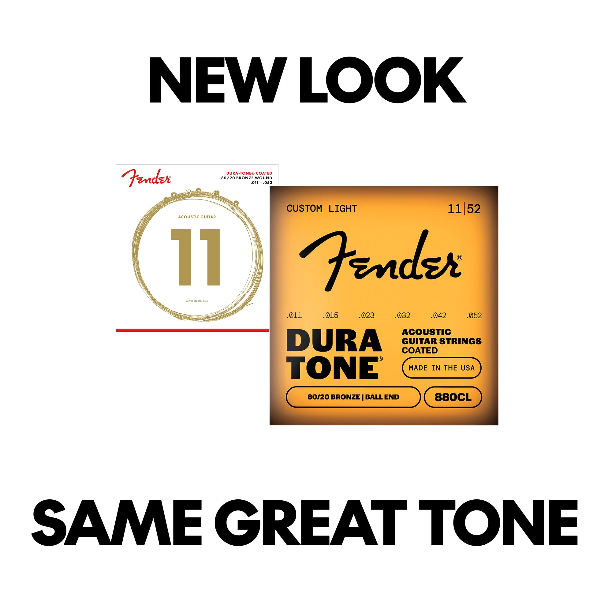 Fender Dura-Tone 80/20 Bronze Coated Acoustic Guitar Strings, Custom Light Gauge .011-.052, Model 880CL, Model 0730880003 2