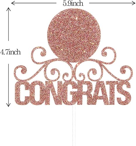 Miniatura 5 de Talorine Decoración para pastel con purpurina y marco de fotos, suministros especiales de decoración de fiesta de graduación de oro rosa