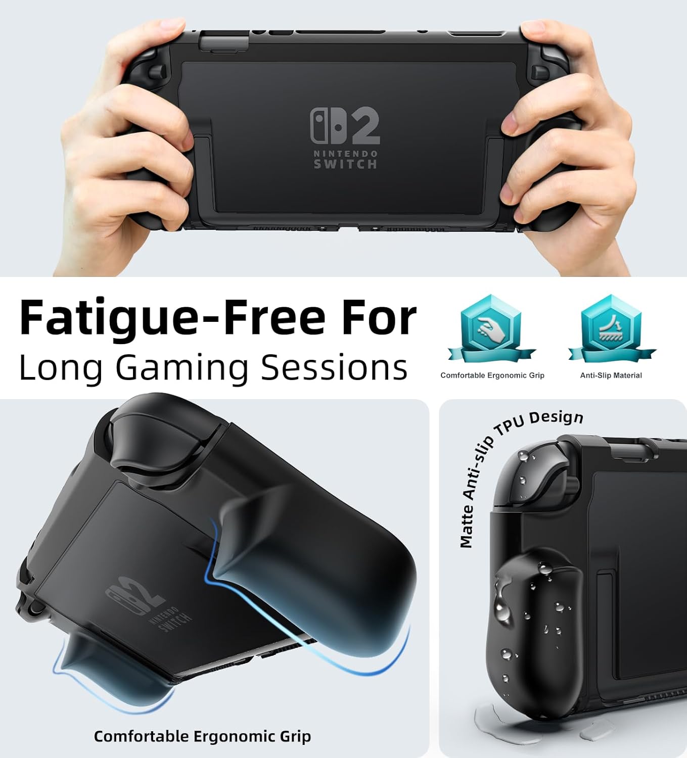 TiMOVO Dockable Case for Nintendo Switch 2 2025, TPU Grip Protective Case Accessories with Quick-Release Joycon Design for Switch 2, Anti-Scratch Shockproof Console Hard Cover, Black - Image 2