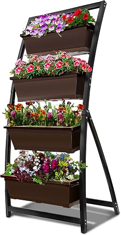 6-Ft Raised Garden Bed - Vertical Garden Freestanding Elevated Planter with 4 Co