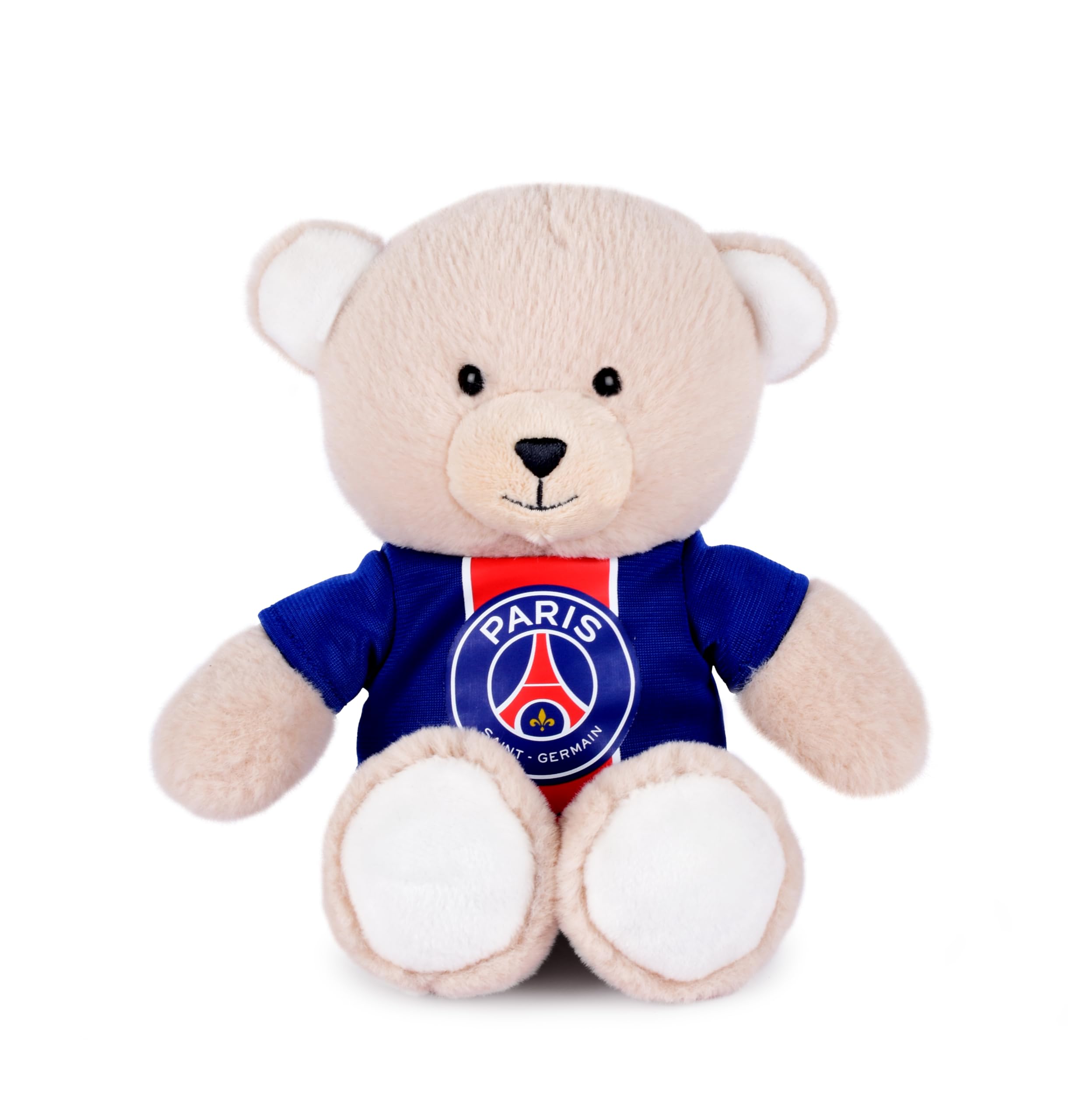 PSG - Maskotka Miś Pluszowy - 23 cm - Oficjalna licencja Paris Saint-Germain - Odpinana koszulka Paris z paskami Hechter - Bardzo miękki miś - Pamiątka PSG dla dzieci i kibica piłki nożnej - DC4268