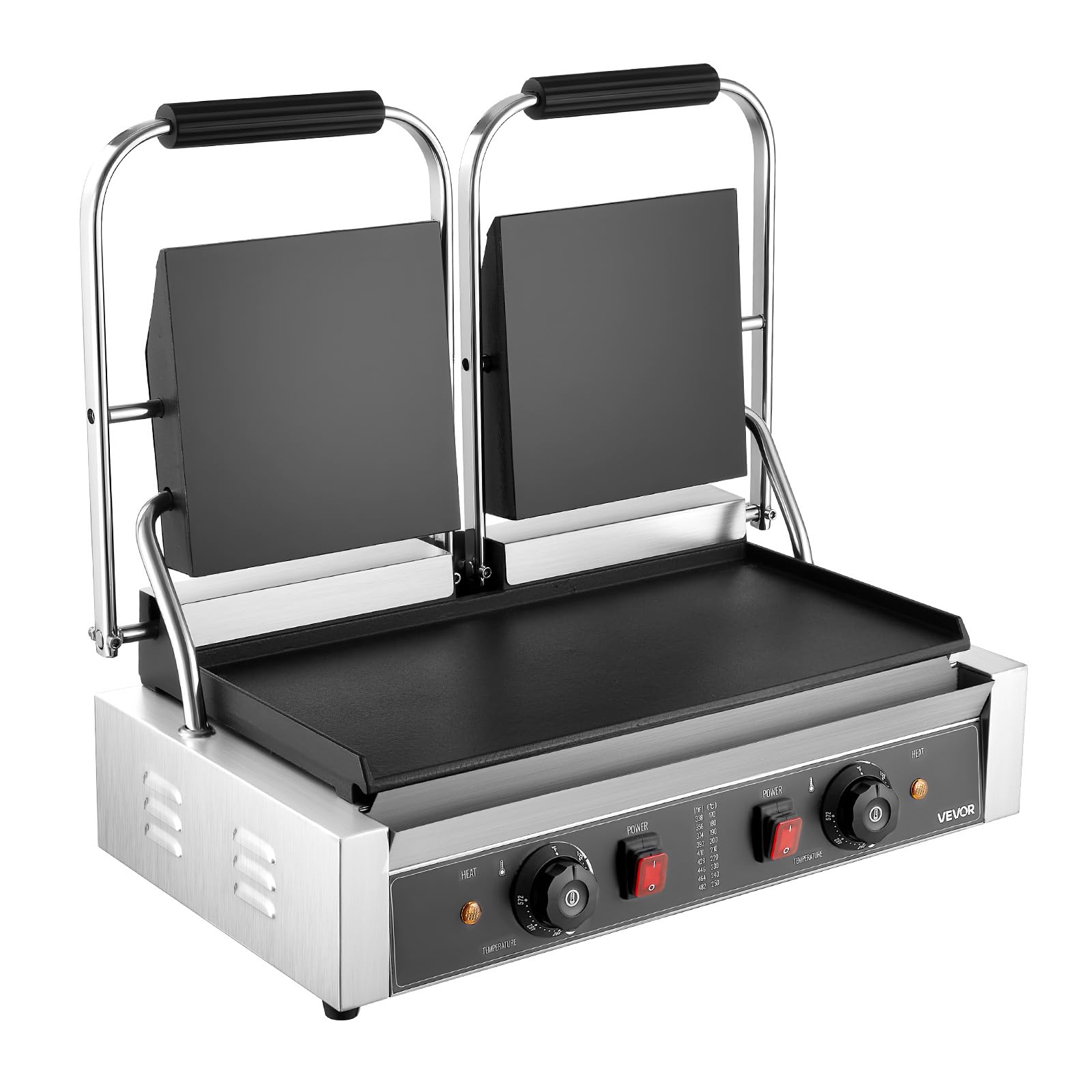 VEVOR 3600W Grill elettrico per panini,doppia piastra per panini con piastra smaltata piatta da 48,5x23 cm,piastra per panini in acciaio inox,controllo della temperatura,per hamburger,bistecche,cucina