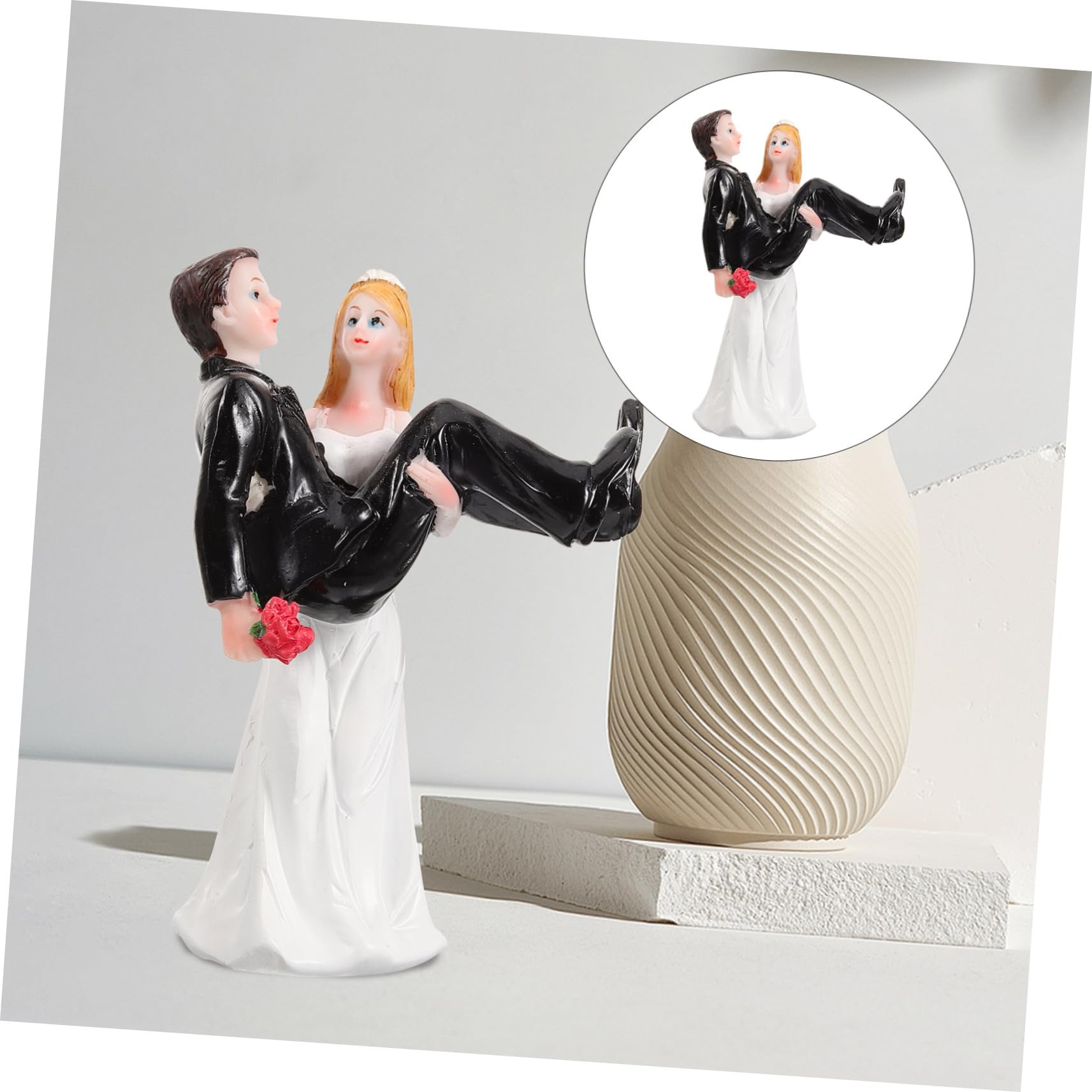 SOLUSTRE 2stücke Brautpaar Figuren Resin Hochzeitsdeko Tortenaufsatz Für Romantische Anlässe Kreative Hochzeitstorte Als Erinnerungsstück Und Fotokabinen-Requisite