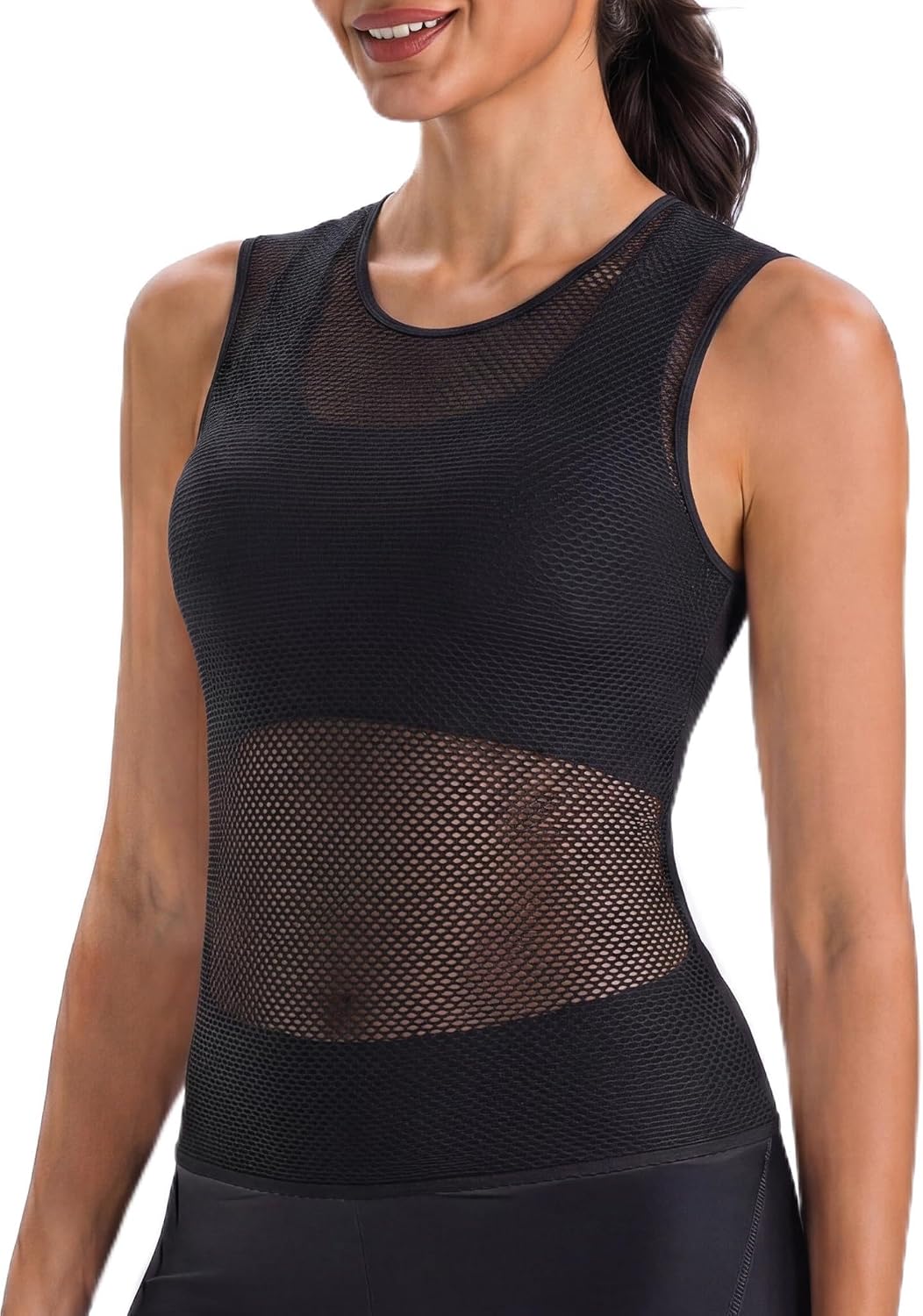 qualidyne Women’s Sleeveless Cycling Base Layer, Breathable Quick-Dry Bike Undershirt Tank for Under Jersey, Road MTB Indoor Trainer