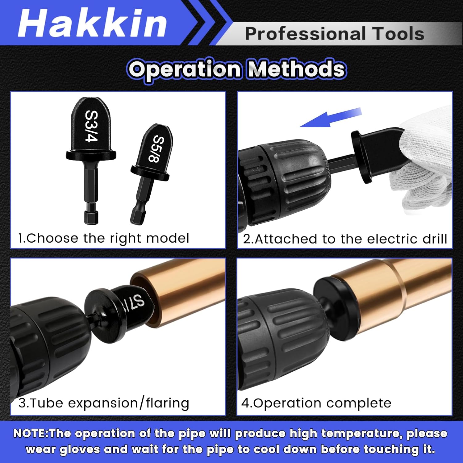 15PCS Swage Tool Drill Bit HVAC Repairing Set with Bit Holder, Hakkin 6 in 1 Air Conditioner Copper Tube Expander, Soft Copper Pipe Swager Flaring Tool Size 1/4", 3/8", 1/2", 5/8", 3/4", 7/8"