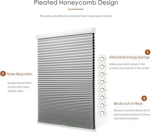 Miniatura 2 de Changshade Persianas celulares opacas personalizadas sin cordón, persianas de panal para oscurecer la habitación, bloqueo de luz, plisadas de una