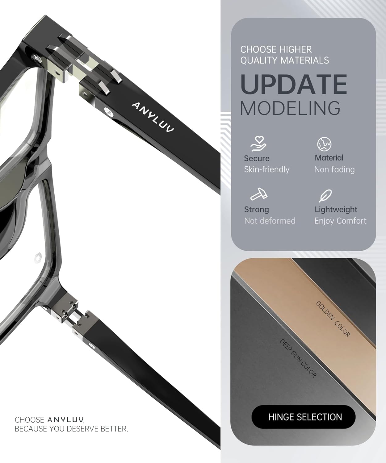 ANYLUV Blue Light Glasses Men, Fashionable Business Style Glasses for Men Women, Integrated Nose Pad for Eye Protection - Image 3