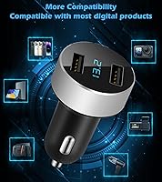 Vista 5 de LIHAN Cargador de coche con 2 USB, medidor de voltaje de 12 V/24 V, salida de 4.8 A, adaptador de enchufe para encendedor de cigarrillos compatible
