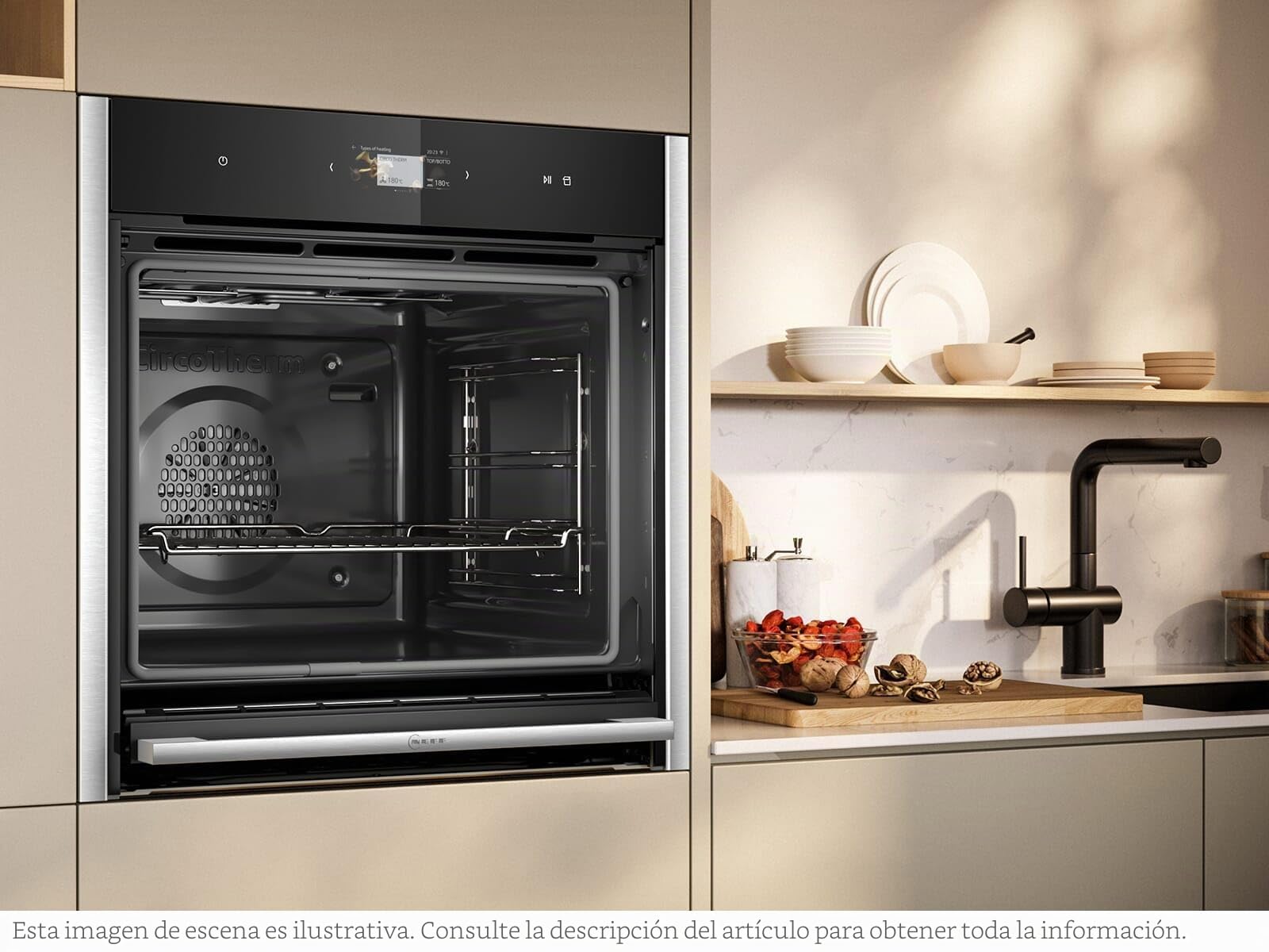 Neff VarioSteam Slide and Hide B64VS71N0, N90 Built-in Oven with Steam Support, 60 x 60 cm, 4.1 Inch Full Touch TFT Colour and Graphic Display, Pyrolysis, Home Connect, Soft Opening and Soft Close