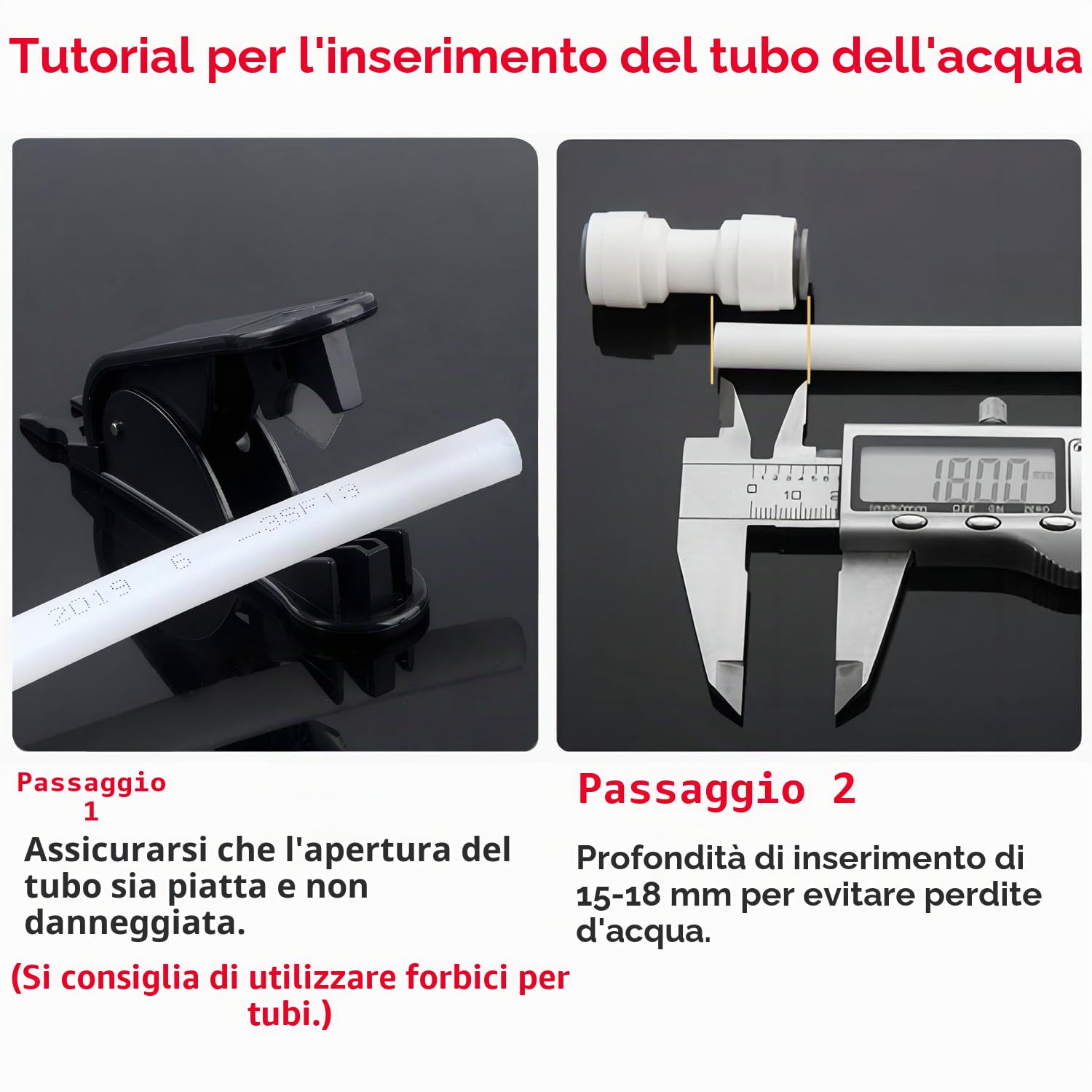 Qrity 2 Metri Tubo di Alimentazione dell'Acqua, 1/4" Flessibile PE Tubo per Osmosi Inversa, Filtro Dell'Acqua