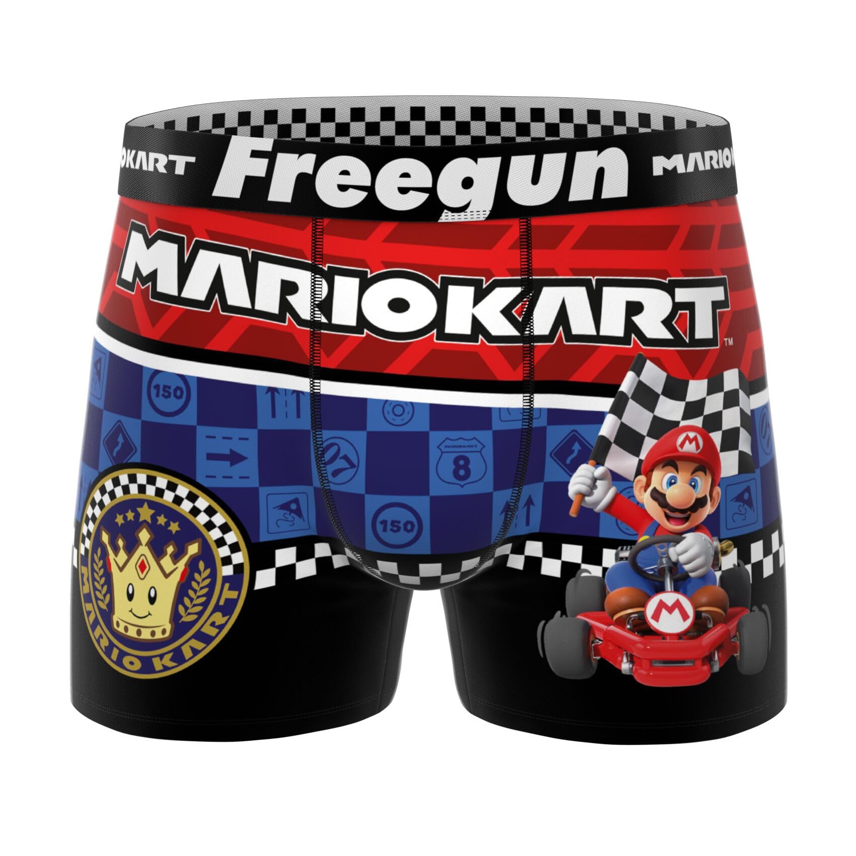 FREEGUN Boxer Enfant Mario Kart, Caleçon Garçon Mario, Doux et Confortable (Lot de 3)