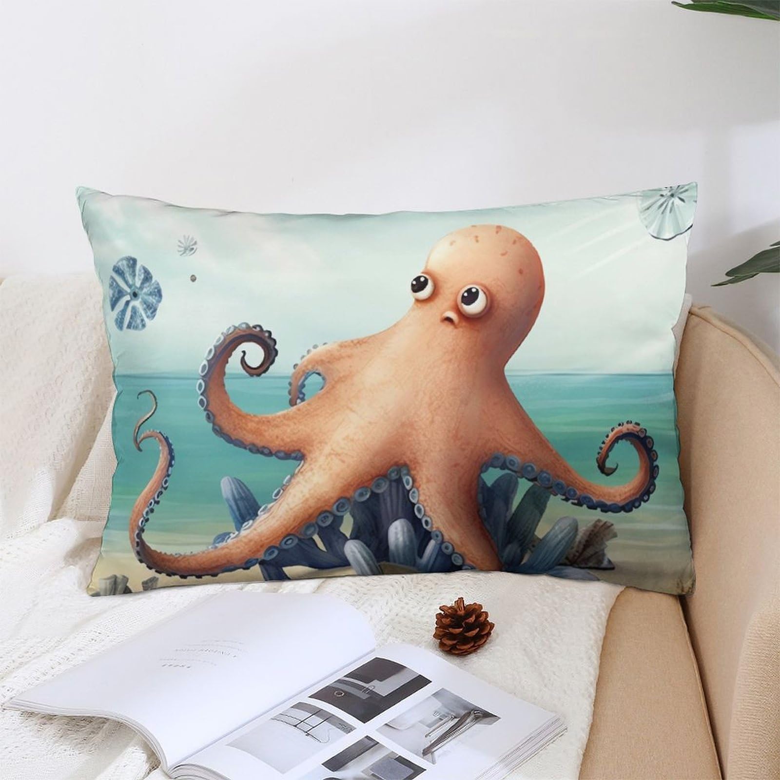 NTVOWPZO Decoration Throw Pillow Covers 12 "x20 Pillowcases Covers Beach Octopus Starfish Soft Pillowcases Modern Farmhouse Home Decor Sofa Cushions Covers for Couch Bed Living Room