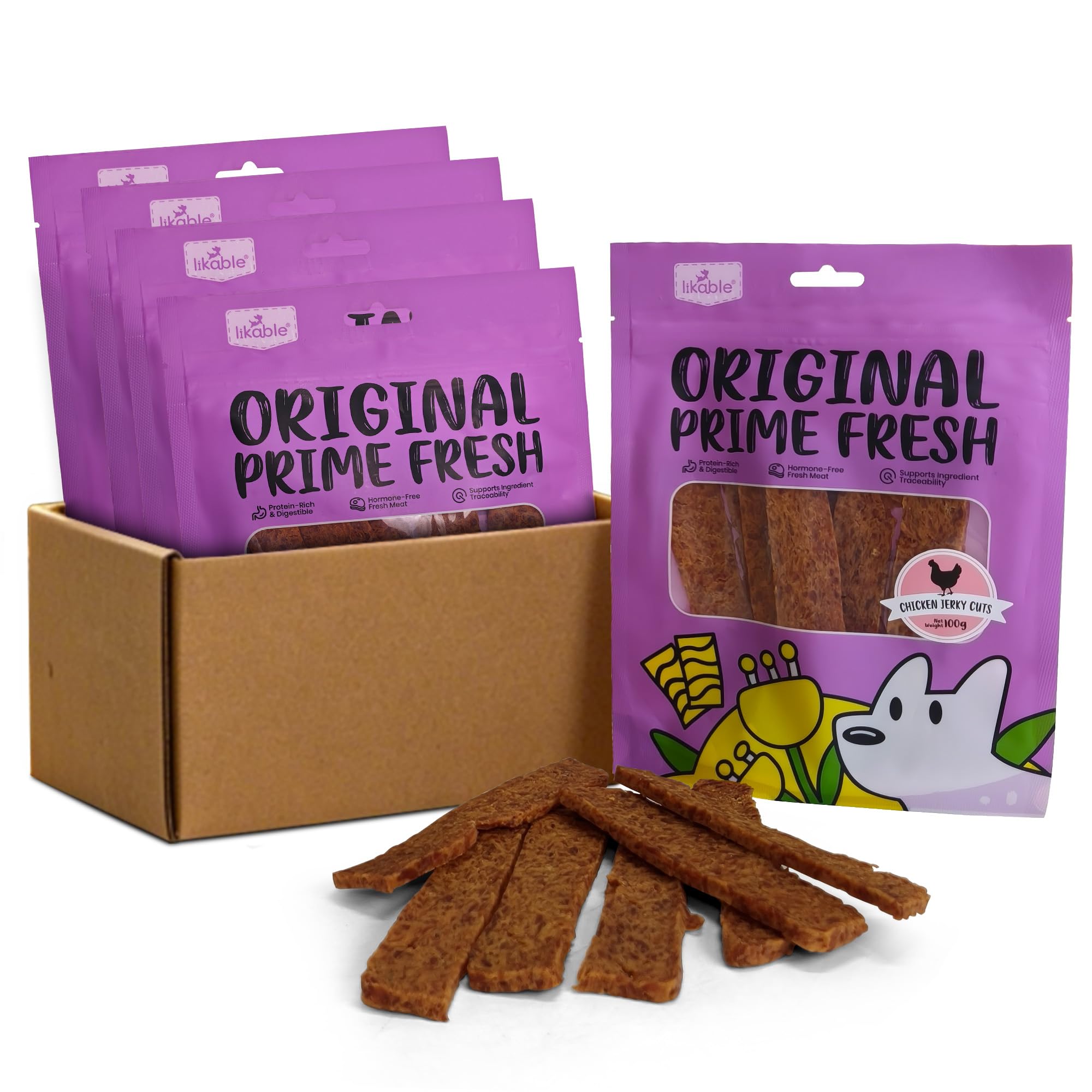 Bulk Dog Treats-Premium Pet Treats Delicious and Healthy Chicken Jerky Snacks-Best Chews for Training Small & Large Dogs-5 Individual Packs, 0.12kg Each Bag,Reward Snacks for Dogs Over 3 Months Chicken Jerky Cuts 3.53 Ounce (Pack of 5)