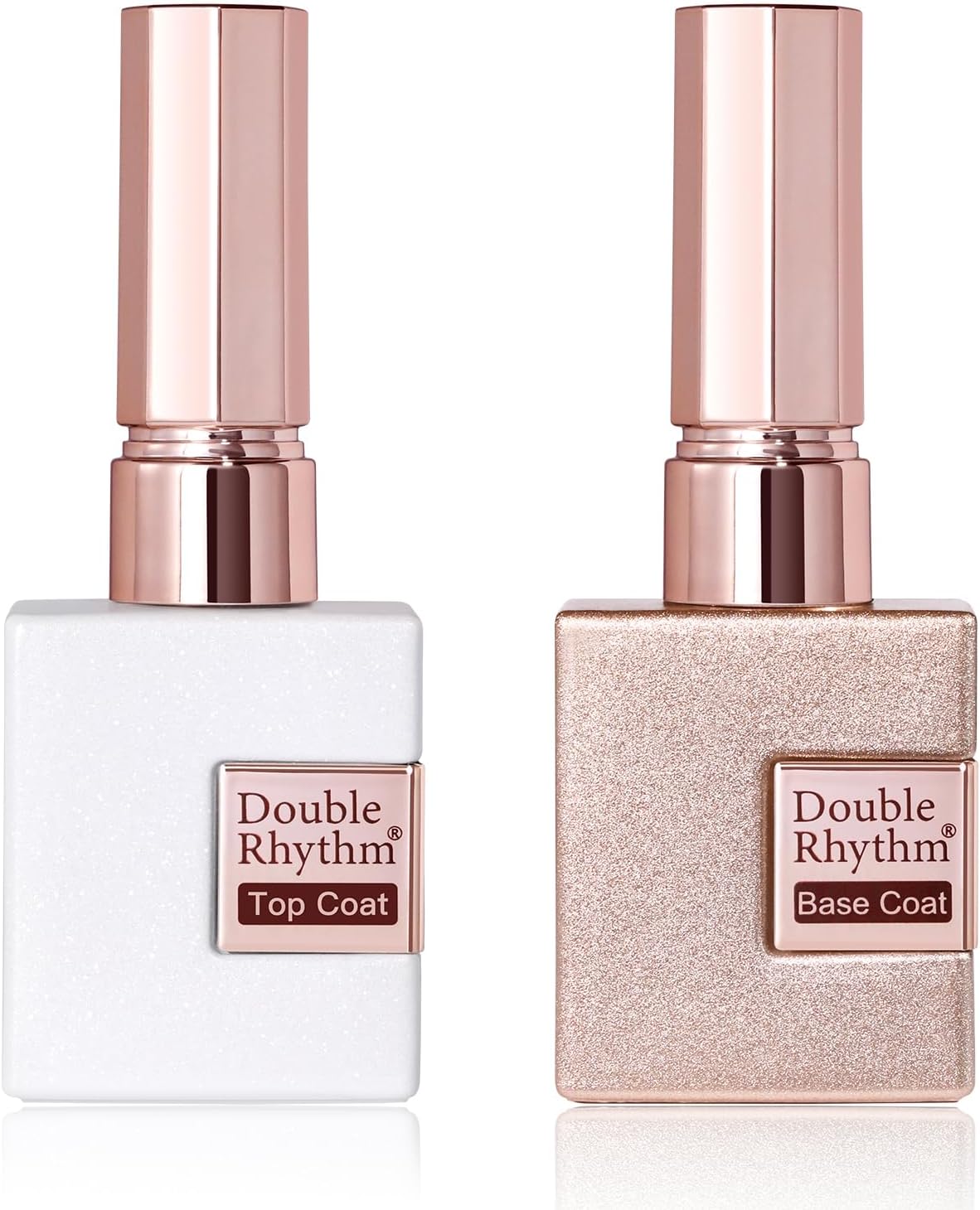 Double Rhythm 2 Pcs 15ML No Wipe Gel Top Coat and Base Coat Set Clear Glossy Gel Polish Kit (Base and Top Coat)