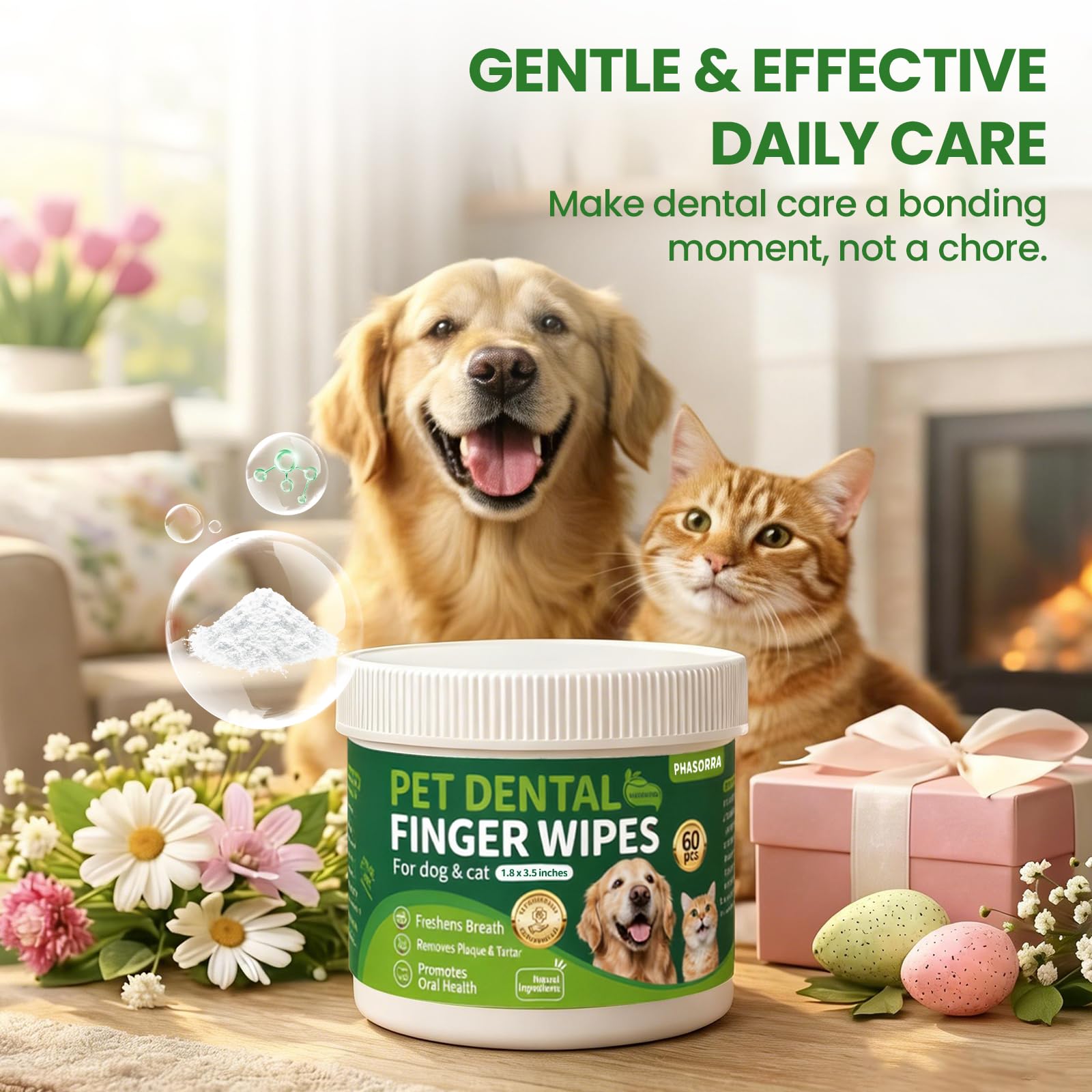 Dog Dental Care Wipes - 60Ct Tooth Brushing kit, Heavy Duty Teeth Cleaning for Dogs & Cats, Remove Tartar & Plaque, Dog Breath Freshener, Dog Toothbrush & Toothpaste Alternatives - image 8