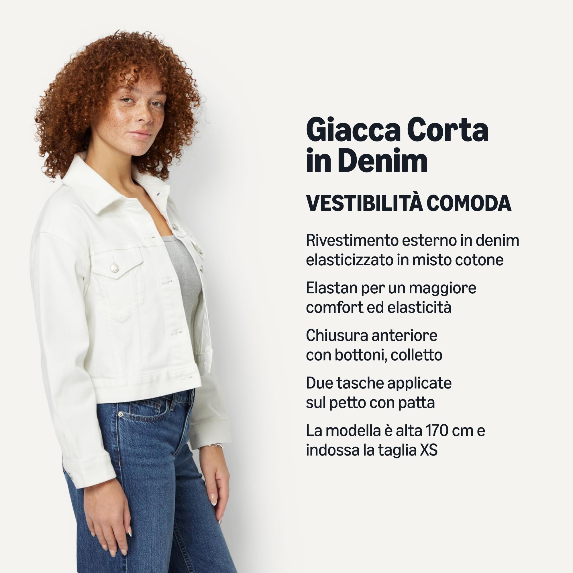 Amazon Essentials Donna Giacca di Jeans Corta Elasticizzata Bassa vestibilità Comoda