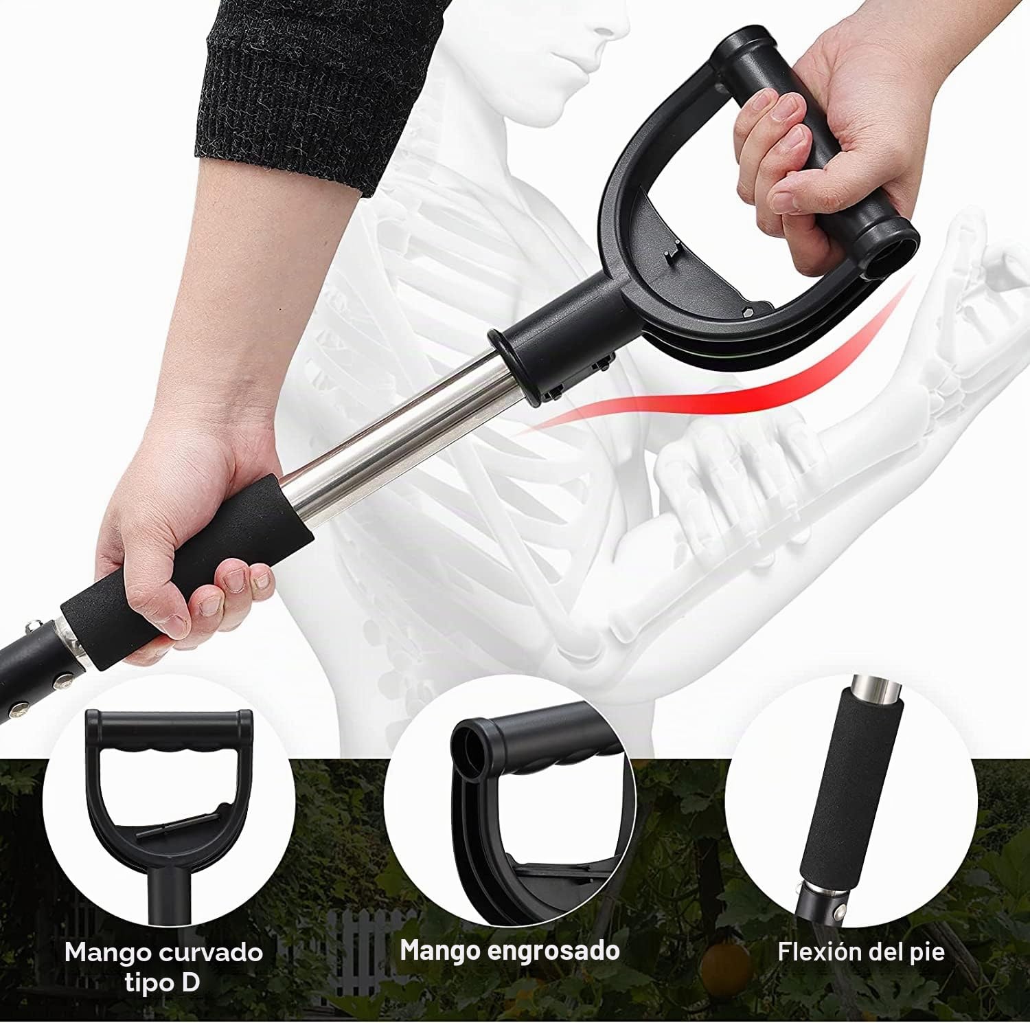 Pala Punta, 78cm Pala para Excavar en Acero con Mango en D - Adecuado para Excavación de Jardinería del Coche de Camping/Plata