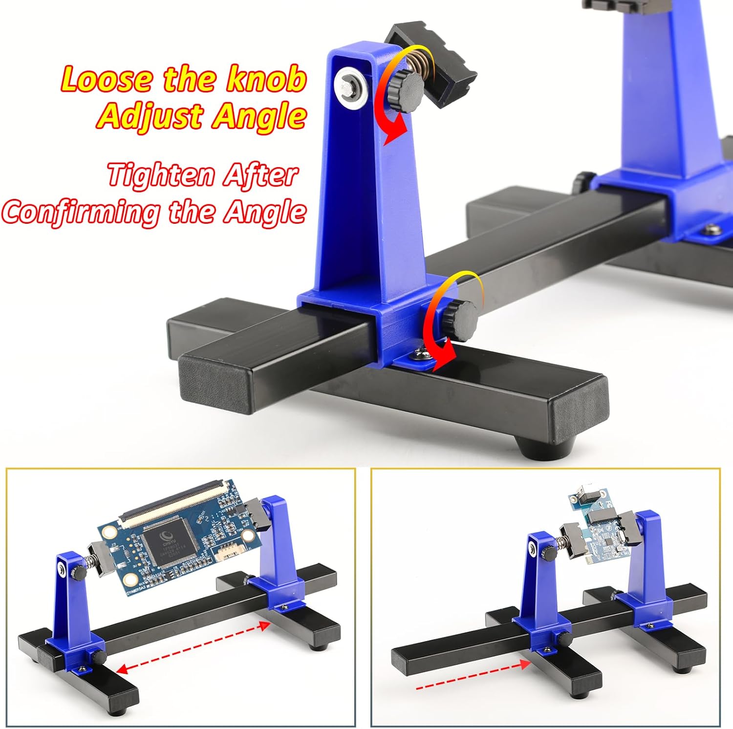 Adjustable Soldering Clamp PCB Holder for Circuit Board Holder Motherboard PCB Frame Stand Clamp Printed Helping Hand Soldering Repair Tool(360 Degree Rotation)