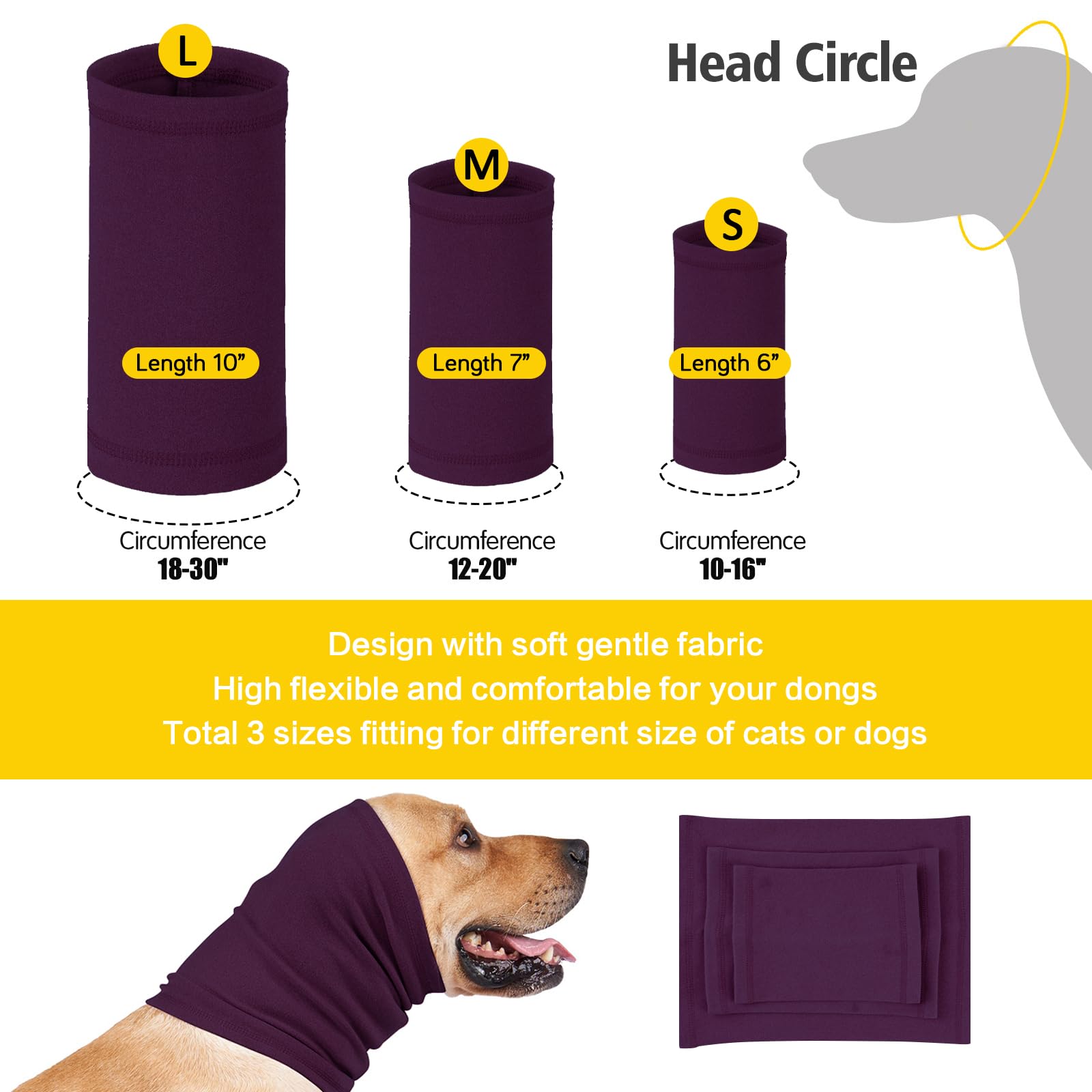 Yaopelky Calming Dog Ear Covers for Noise Protection, Headband for Anxiety Relief Noise Canceling for Fireworks Thunderstorms - Image 2