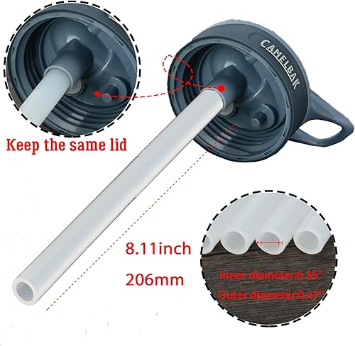 Miniatura 10 de 4 popotes reutilizables para botella de agua CamelBak Eddyy de 12 onzas, popotes de plástico duro y grueso de 4.72 pulgadas para Camelbak de 12