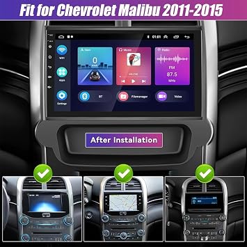 Car Radio for Chevy Malibu 2011 2012 2013 2014 2015 Stereo, 9 Touch Screen Head Unit for Malibu Android Radio Bluetooth, with Carplay Android Auto, GPS, WiFi, HiFi, Split Screen, SWC, Backup Cam