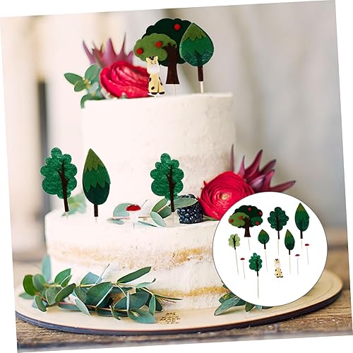 Miniatura 3 de 2 juegos de decoración de fieltro para tartas de bosque, decoración de cupcakes, decoración de pasteles, decoraciones verdes, decoración de animales