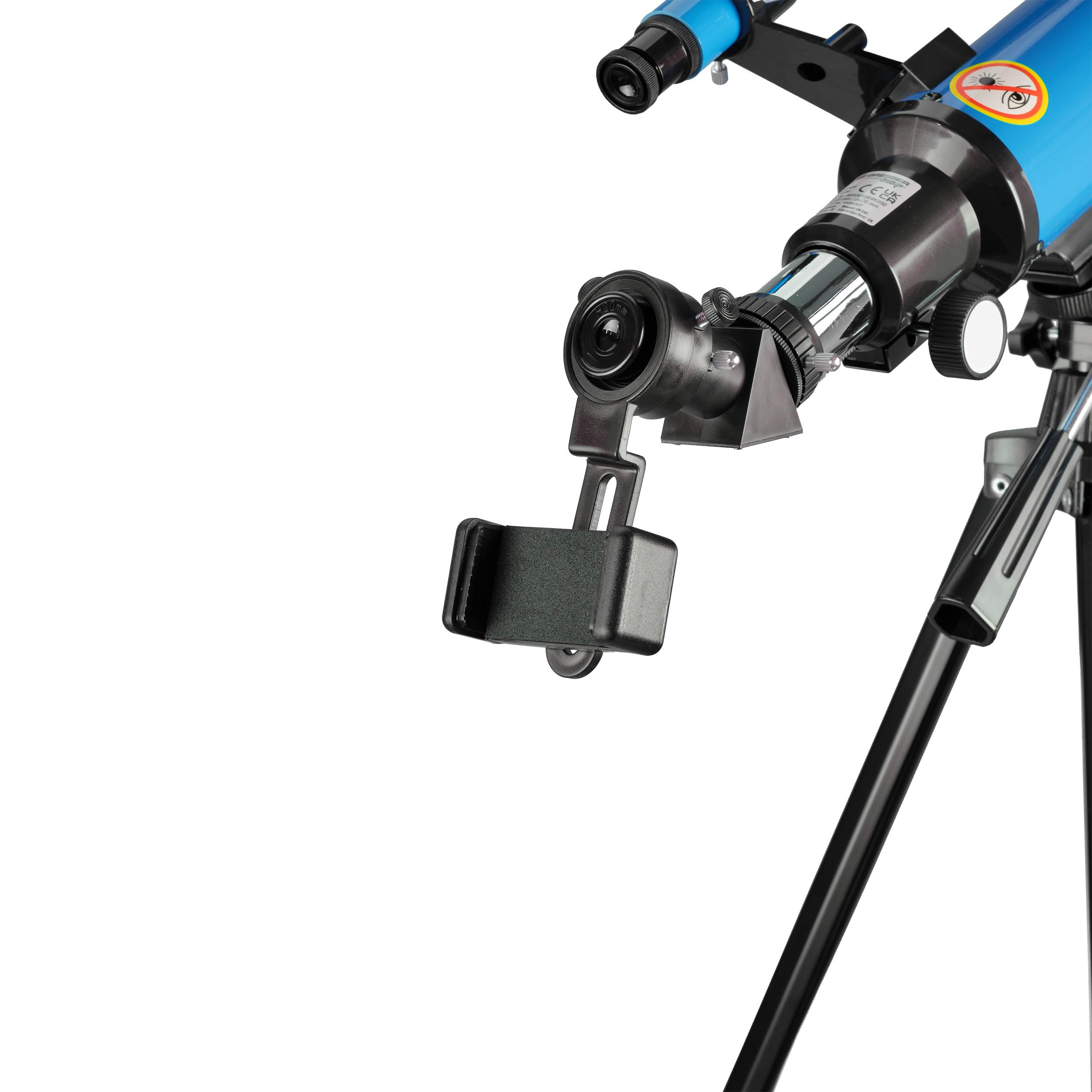 Bresser Junior Kinderteleskop 70/400 Linsenteleskop für Kinder ab 8 Jahren, Astronomie Einsteiger, Teleskop mit Rucksack, Zubehör & Smartphone-Halterung, Nachthimmel Beobachtung blau