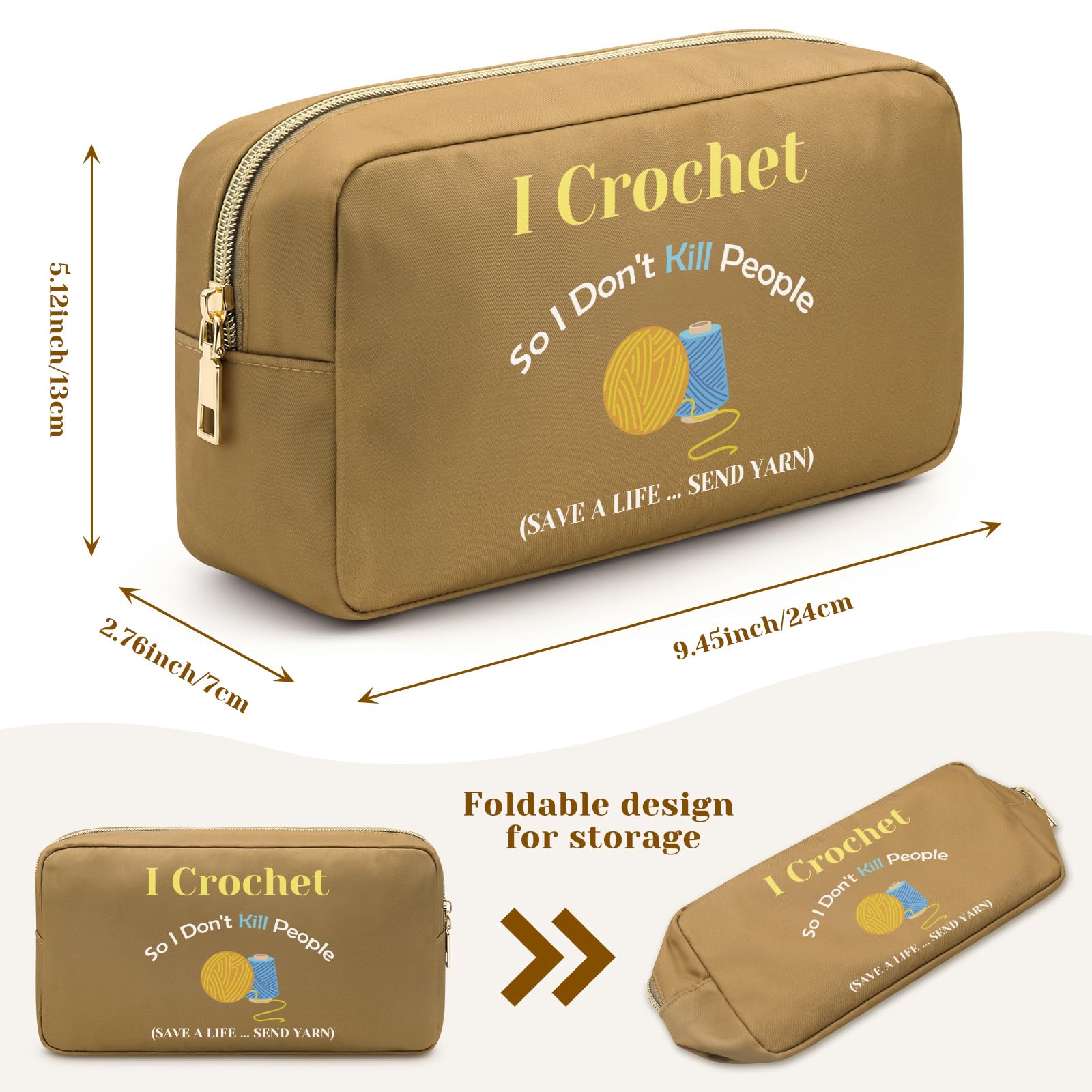 Crochet Gift for Crochet Lovers Makeup Bag Funny Crocheting Gifts Knitting Lovers Crocheter Cosmetic Pouch Crochet Knitting Gifts for Women Knitting Gift for Grandma Auntie Mom Mothers Day - Image 2