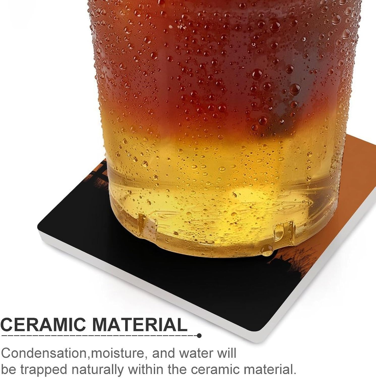 Pumpkins Bigfoot Coaster for Drinks Square Ceramic Table Coasters Stone Mat Crafts 4PCS Home Kitchen Decor