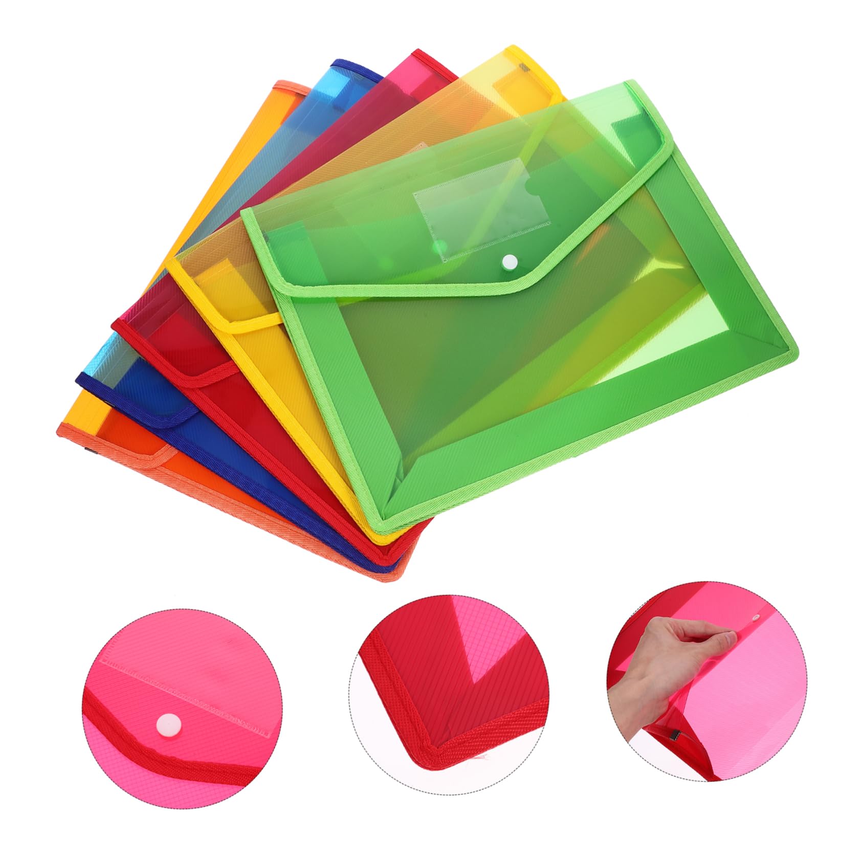 NUOBESTY 5stücke Dokumentenmappe aus Polypropylen Transparent mit Druckknopfverschluss und Stiftschlaufe für Einfaches Durchsehen und Sicheres Schließen für Organisation und Transport von U