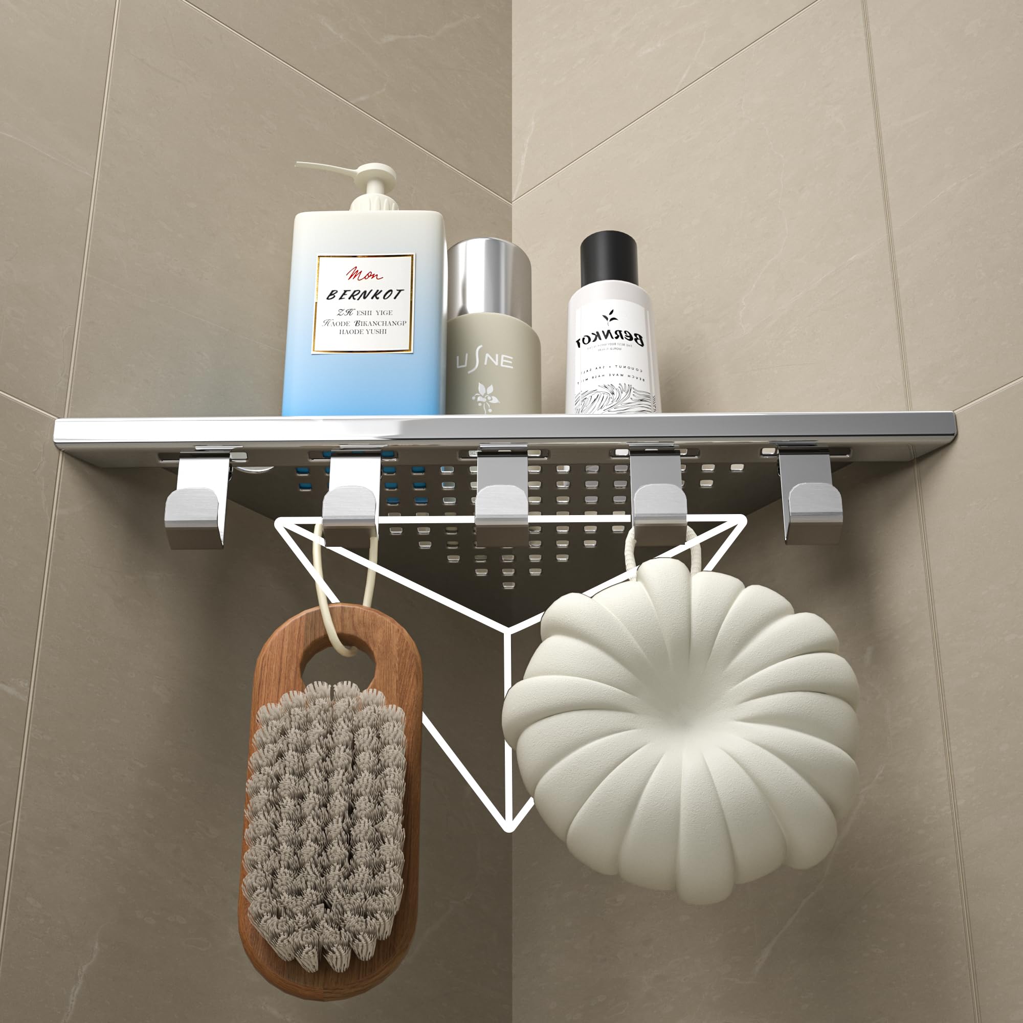 Eck-Duschregal aus 304-Edelstahl, 25,4 cm Eckregal für die Dusche | Duschablage Ecke für Badrenovierung, passend für geflieste Wände, poliert