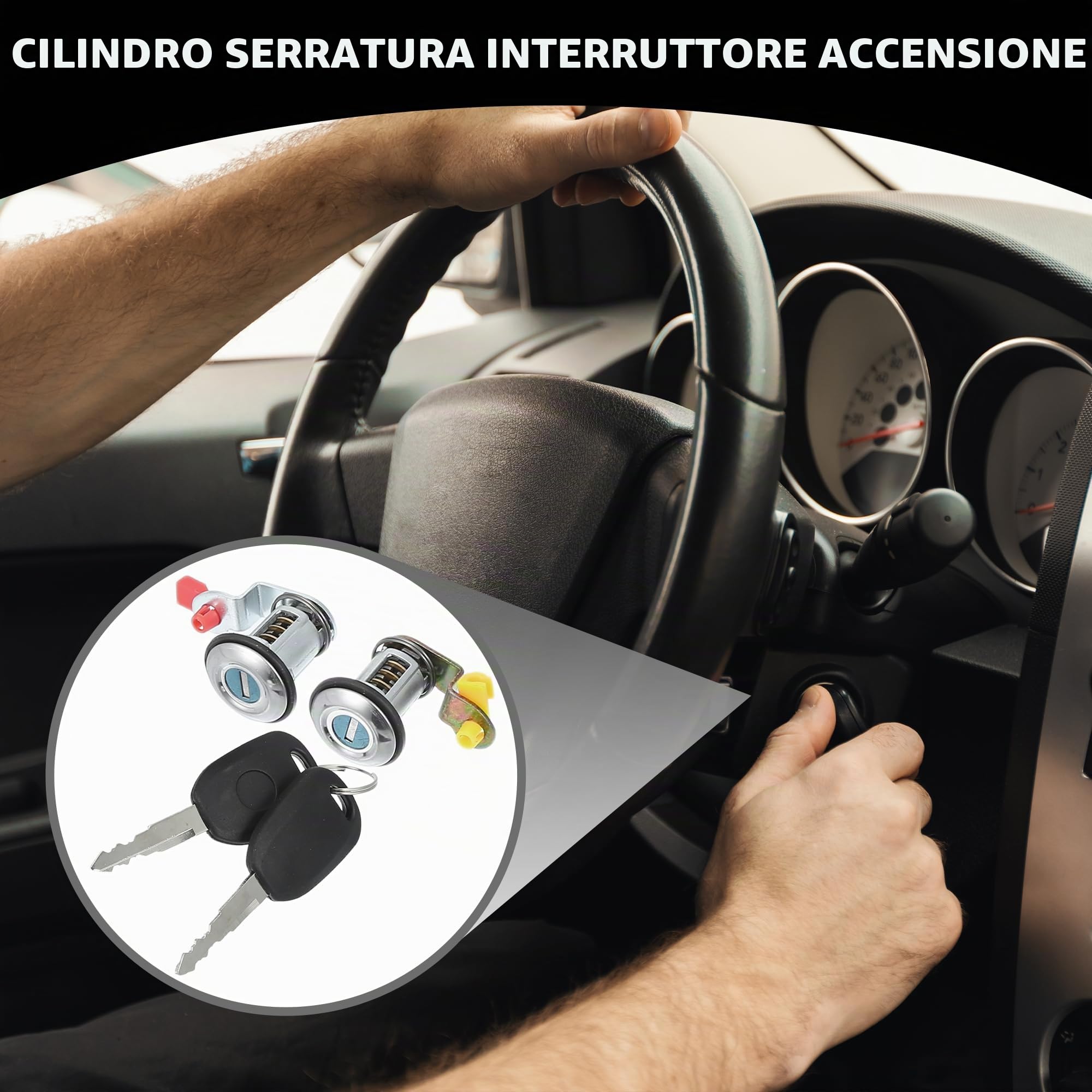 Gruppo Cilindro Accensione Con Chiavi Per Nissan D21 M.T 1 Set | Tono Argento Metallico/Metallo, Funzione Avviamento/Blocco Volante, 4870001G25, Per Pathfinder/Pickup 87-96, Con 2 Chiavi