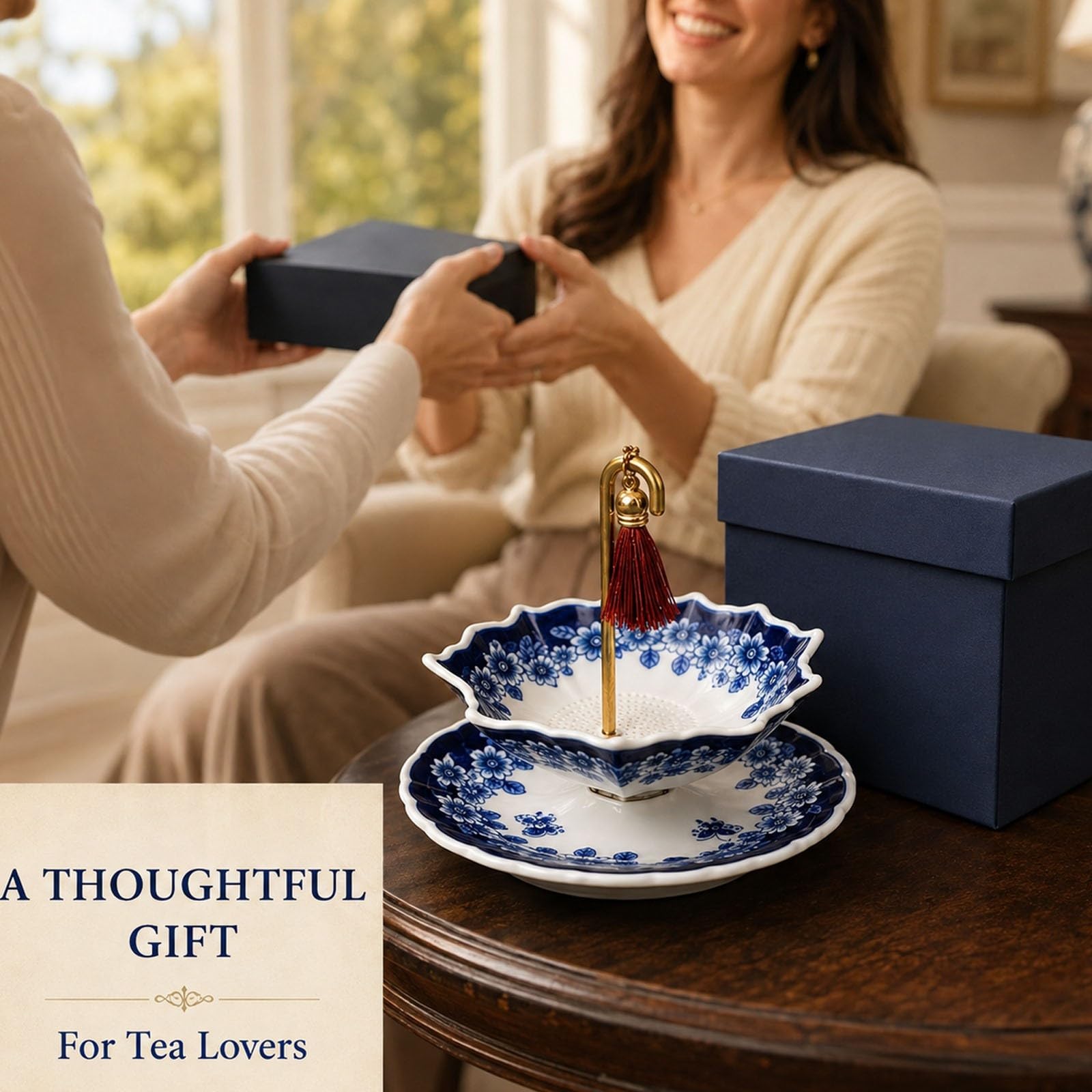 Pack de 2 Coladores de Té Paraguas, Infusor de Té de Cerámica Porcelana