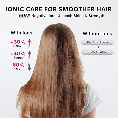 Miniatura 5 de Secador de pelo iónico, secador de pelo de secado rápido de 1875 W con boquilla difusora y concentradora, diseño plegable, secador de pelo de iones