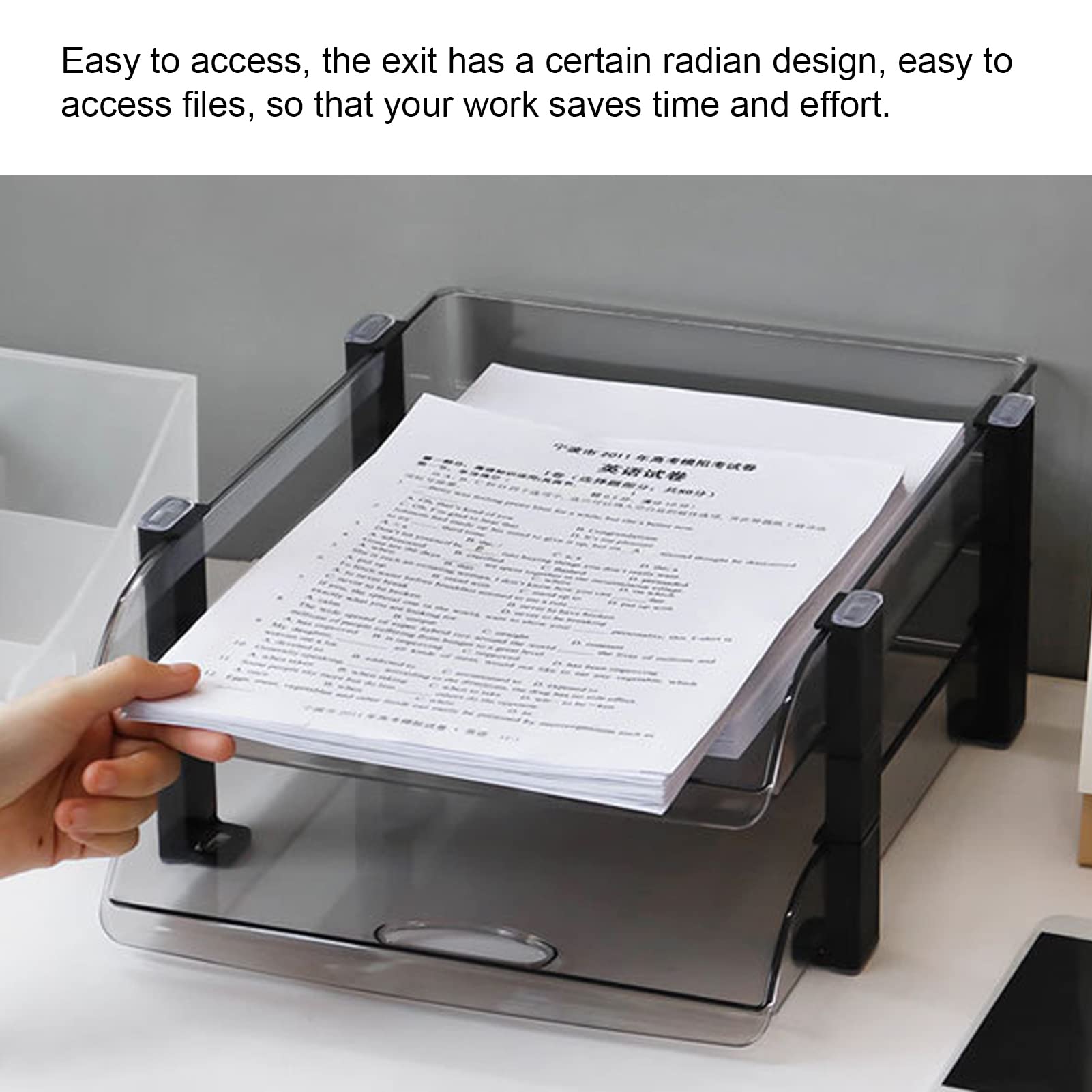 Bandeja de cartas, organizador de escritorio de acrílico, bandeja de cartas, organizador de papel, bandeja de papel, bandeja de almacenamiento de archivos, organizador de escritorio para oficina en