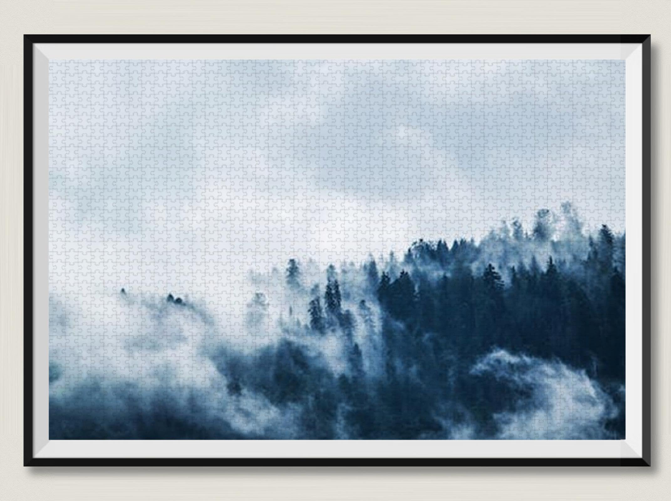 Pin vert recouvert de Brume Blanche - Puzzle en Bois de 6000 pièces - Pièces épaisses et Robustes, parfaites Pour s'amuser en famille