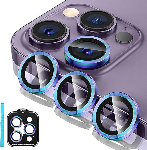 Tensea Protector de lente de cámara para iPhone 14 Pro/iPhone 14 Pro Max, protector de pantalla de vidrio templado 9H, protector de anillo Diamante