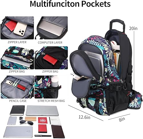 Miniatura 3 de Nerlion - Mochila de senderismo de 40 litros para hombres y mujeres, para campamento, impermeable, al aire libre, senderismo, mochila ligera (hojas