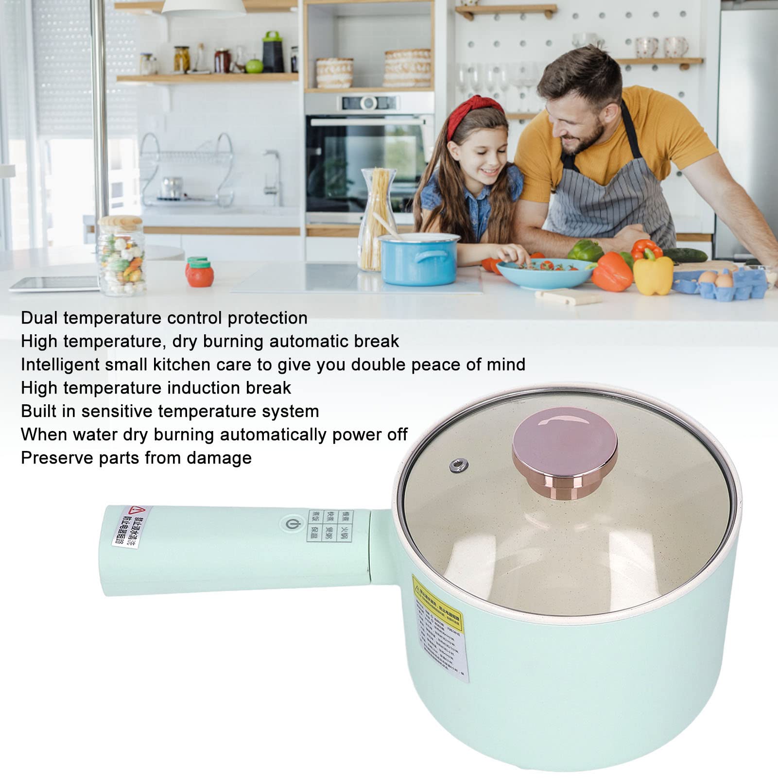 Marmite électrique, Protection de Contrôle de la Température de la Mini Marmite électrique Antiadhésive 1,8 L pour la Cuisine (Prise UE)