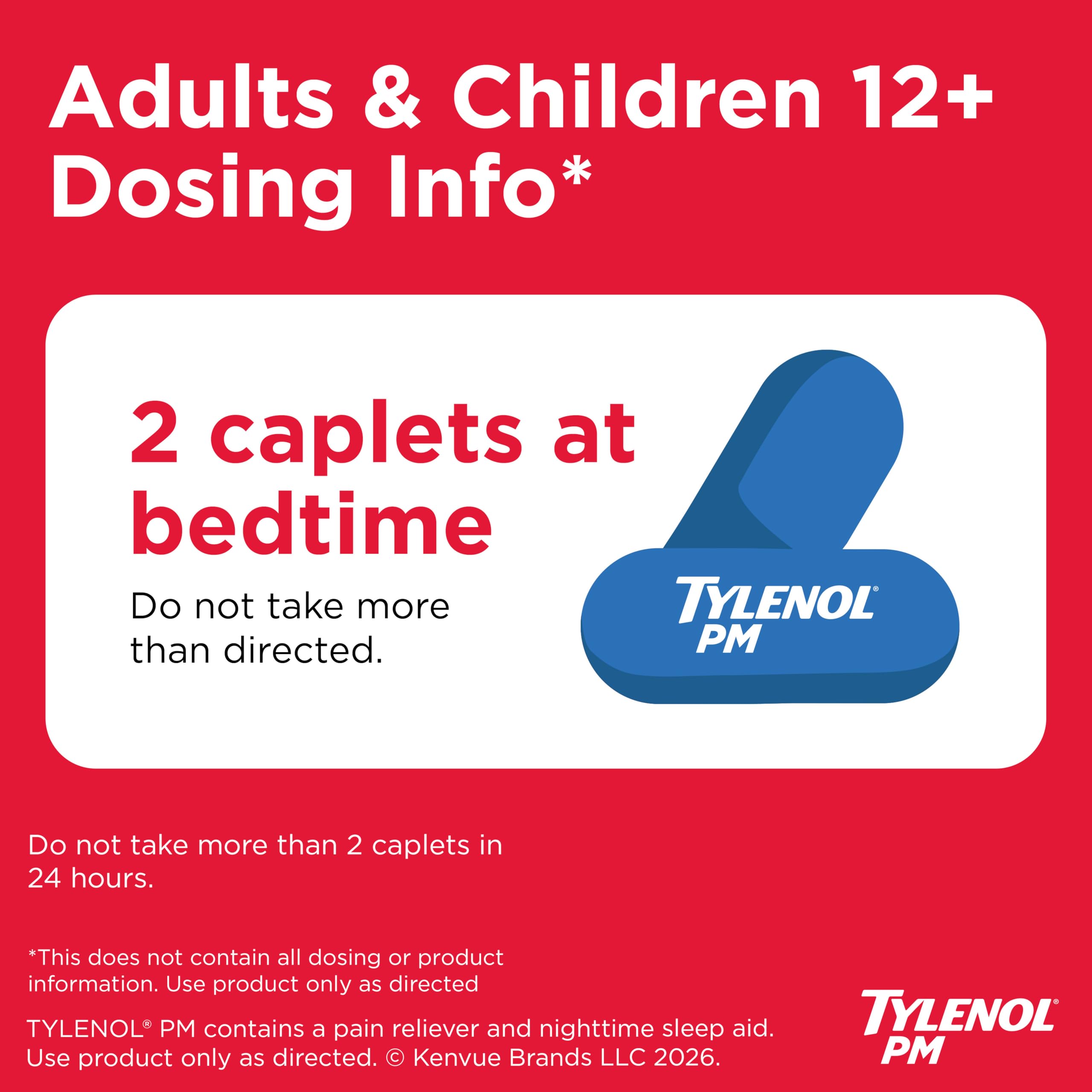 Tylenol PM Extra Strength Caplets, 500 mg Acetaminophen, 100 ct — Amazon image 6