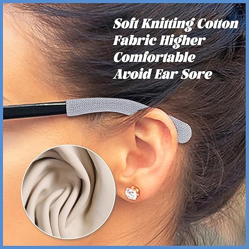 Miniatura 6 de AUGSUN 5 pares de almohadillas para gafas, tejido de algodón suave, funda antideslizante para anteojos, puntas de las patillas