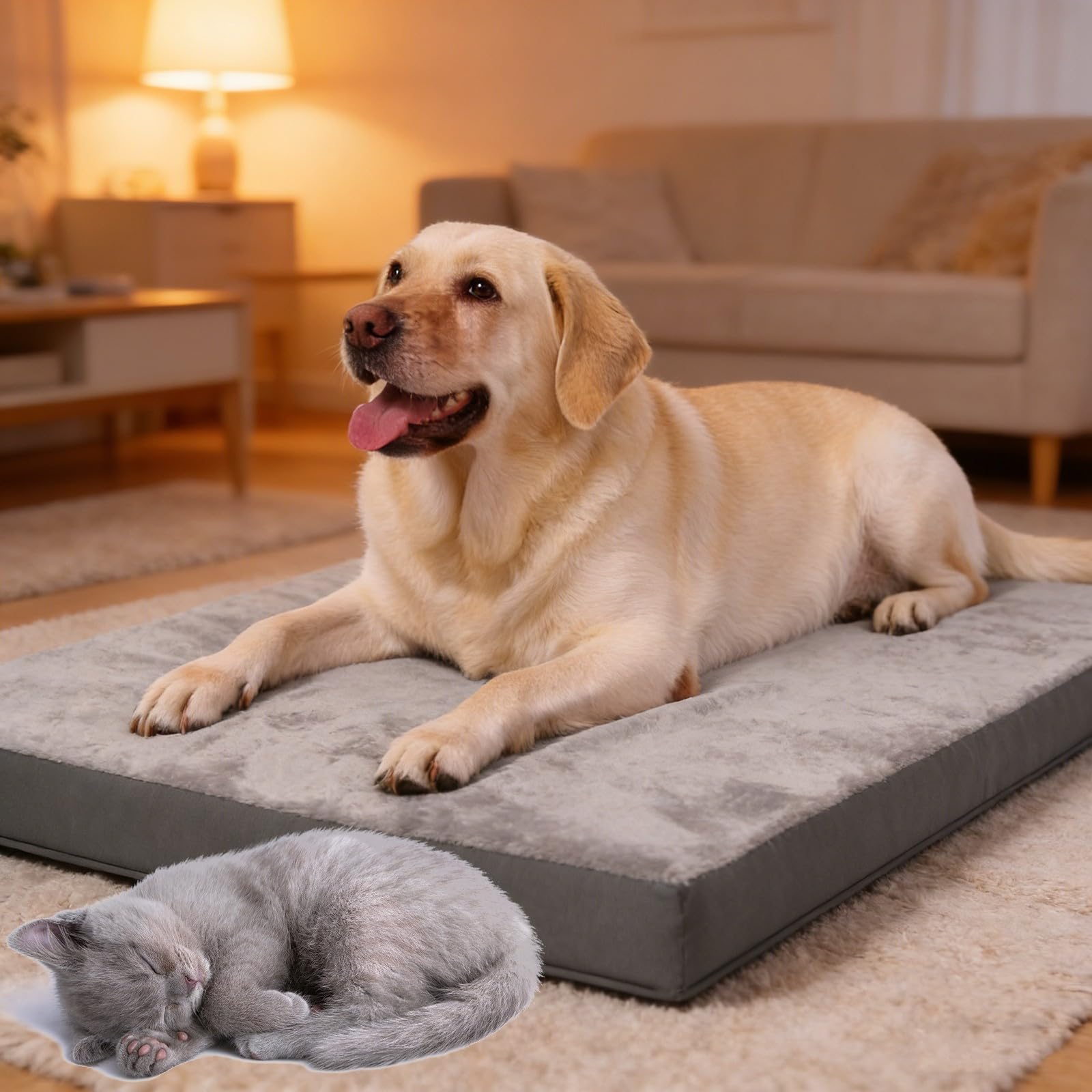 Hundebett OrthopäDisches Hundekopfkissen Waschbar Hundekissen Doppelseitig Hund Decke Hundebett Mit Polstern Weich Hundeplatz Anti-Haar Hunde Bett Ganzjahres UnzerstöRbar Hundesofa(Grey 1,91x68x7cm)