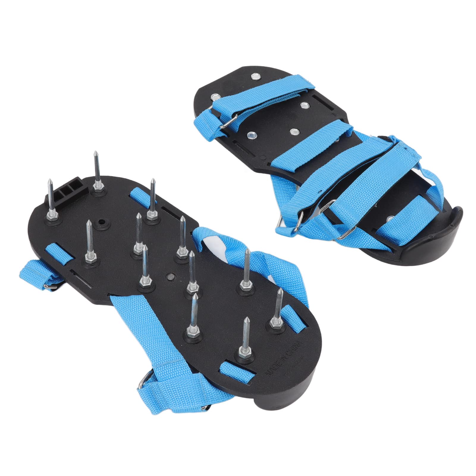 Aérateur de pelouse - Chaussures scarificateurs de jardin - Chaussures à pointes pour terrasse, cour, prairie - Bleu
