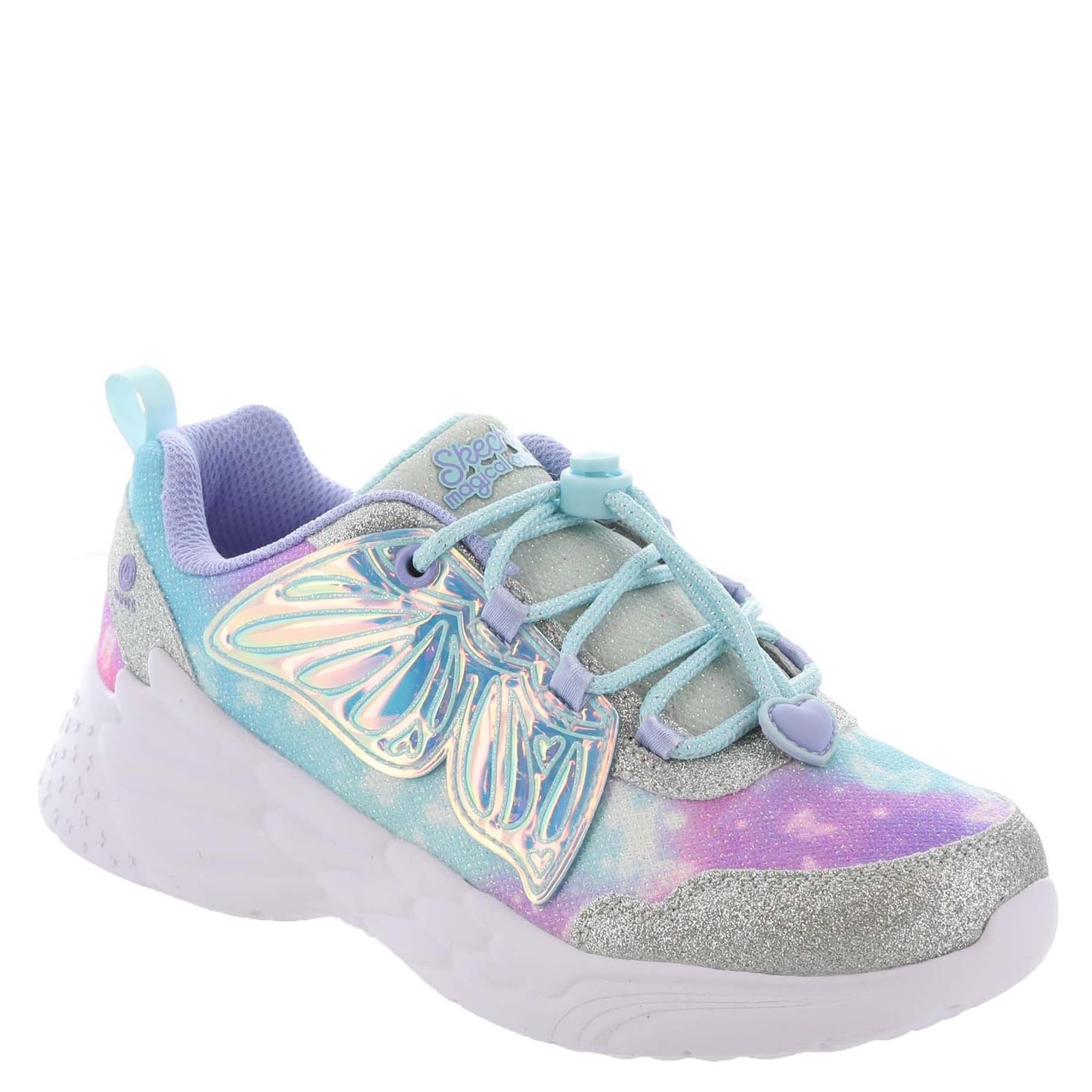 Skechers Girl's Dream Racer Wing Brites Sneaker, Silver, 2.5 UK