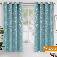 Vista 390 de BGment Room Darkening Curtains 95 Inches Long, Grommet Thermal Insulated Blackout Curtains with Wave Line and Dots Printed for Bedroom, 2 Panels